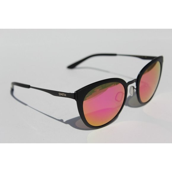 SMITH OPTICS Somerset Sunglasses Matte Black/Pink Mirror Round NEW $139 - Picture 5 of 8